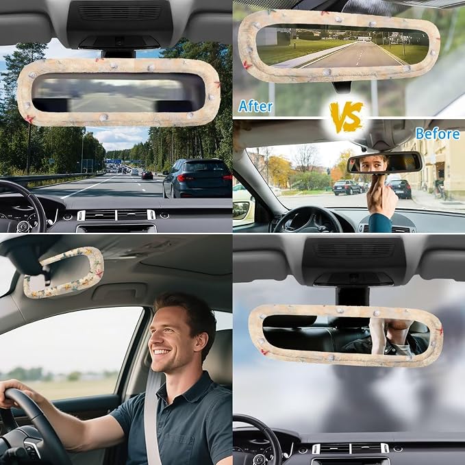 Sea Turtle Car Seat Covers Set Full Set with Rear View Mirror Cover,Green Sea Turtle Car Aaccessories of 17 Pcs,Universal Auto Interior Decor with Head Rest Covers,Car Trash Can for Women Man