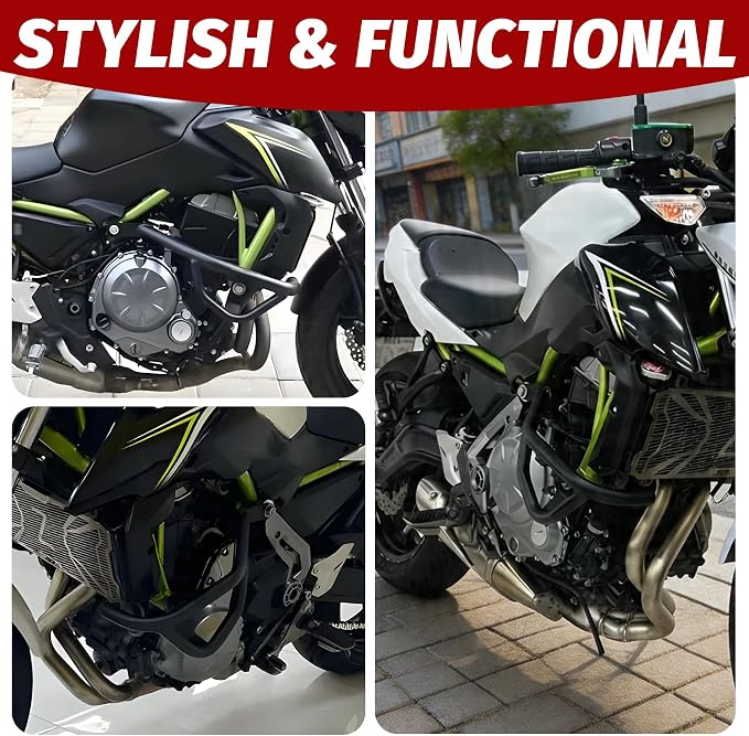 Motorcycle Crash Bar for Z650 ER650 2017-2026 | Engine Guard Highway Bar Bumper Side Falling Protection High-Temp Powder Coating