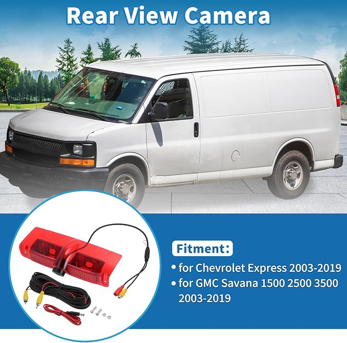 Brake Light Rear View Backup Camera for Chevrolet Express for GMC Savana 1500 2500 3500 2003-2019 Park Assist Reverse Camera Replacement