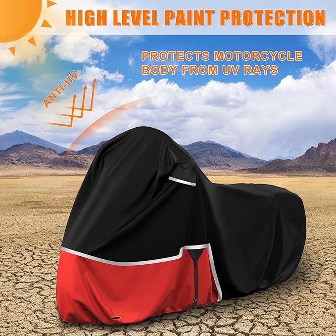 Waterproof Motorcycle Cover Replace for Honda Rebel 300 500 1100 and Shadow 750/ Vtx 1300 /Fury, 420D Oxford Cloth Motorcycle Cover for Snow Rain Dust Protection