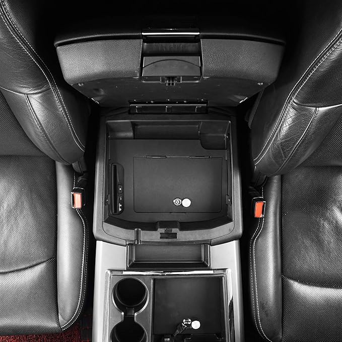 Hooke Road RAM 1500 Security Console Safe Locking Vault Box Center Console Interior Storage for Dodge RAM 1500 09-18 Pickup Truck