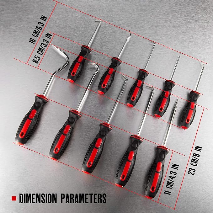 AMM 10 Piece Pick and Hook Set, Precision Automotive Pick Tool Set for Car Auto Oil Seal/O-Ring Seal Gasket Pick Mini Hooks Puller Remover Best for Automotive and Electronic Tools, Practical Tool