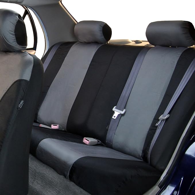 FH Group FB065115 + F11306 Classic Khaki Seat Covers (Gray) Full Set – Universal Fit for Cars Trucks & SUVs