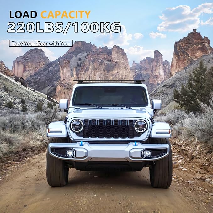Tuyoung Roof Rack Cross Bars Lockable Compatible with Jeep Wrangler JK JL Gladiator JT 2007-2026, 2 & 4 Door 220lbs Heavy Duty Aluminum Crossbars Rooftop Kayak Bike Luggage Racks