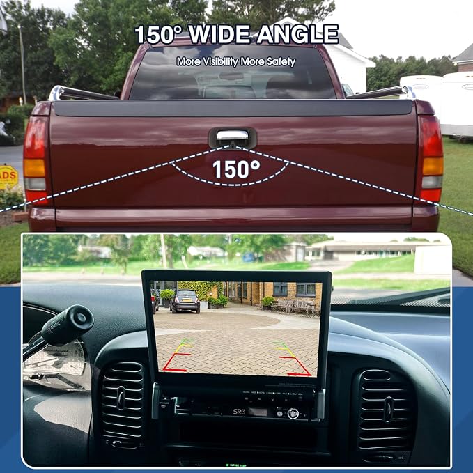 Tailgate Handle Backup Camera Fit for Chevy Silverado GMC Sierra 1500 2500 3500 HD 1999-2007 Classic Tailgate Reversing Rear View Park Assist Camera RCA Plug Replaces 15228539