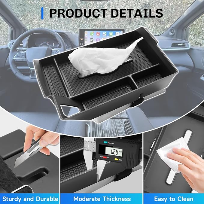 SXCY for 2025 2026 Toyota Sienna Center Console Organizer for Toyota Sienna 2021-2025 2026 Center Console Tray 2024-2026 Sienna Accessories Tissue Tray Paper Towel Organizer Enhanced Tissue Storage