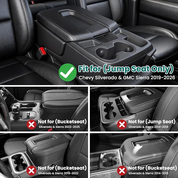 All-Metal Center Console Hanging Organizer Tray Compatible with 2019-2026 Chevy Silverado/GMC Sierra 1500 & 2020-2026 Chevrolet Silverado/Sierra 2500HD 3500HD Storage Accessories (Jump Seat Only）