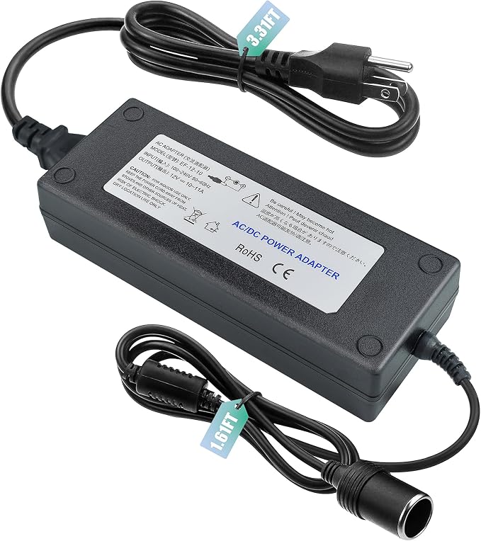 AC to DC Converter 12V 10A 120W Power Supply 110V to DC 12 Volt Transformer Cigarette Lighter Socket Power Adapter for Air Compressor Car Refrige