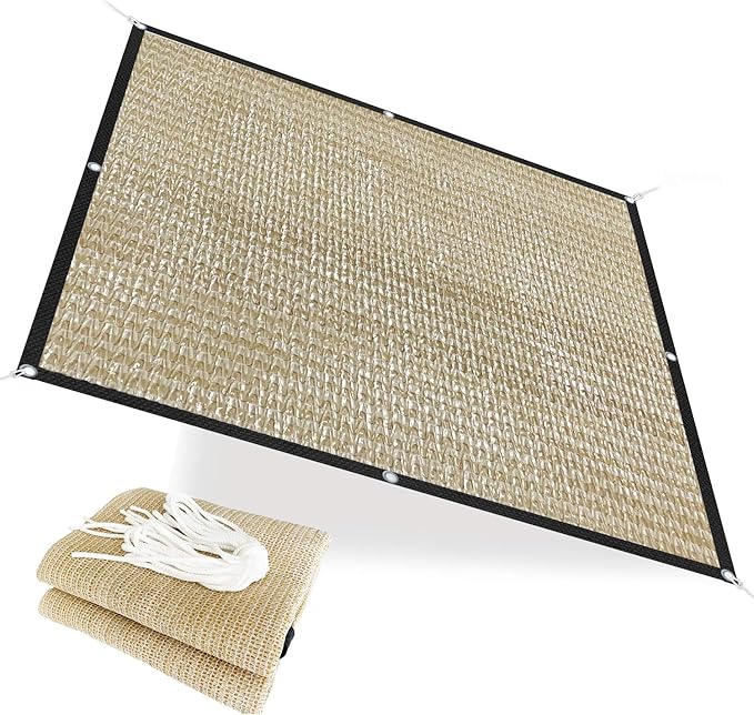 Alion Home HDPE 50% Sun Block Garden Netting Mesh - Beige (6' x 20', Beige)
