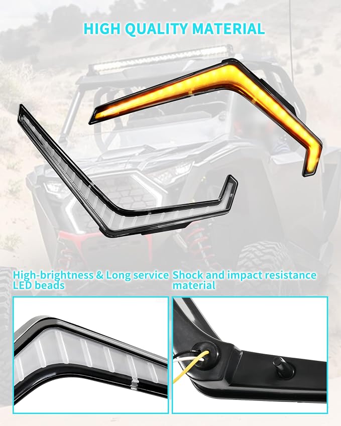 LED Grille Accent Fang Lights for Polaris RZR PRO XP/PRO R/S 2025, Waterproof Turn Signal & Signature Lamps, Replace #2417278, 2417279