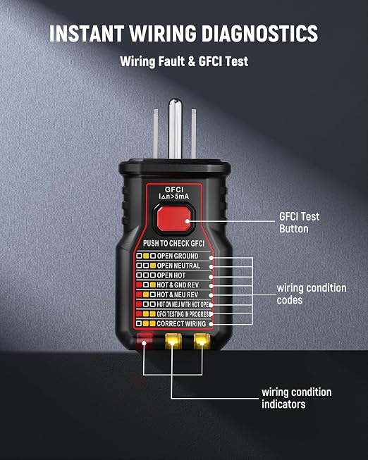 KAIWEETS Circuit Breaker Finder with LCD Display, GFCI Outlet Tester, AC 90-130V Electrical Circuit Tracer Tool with NCV Tset & Flashlight, Includes Carrying Case -KT303