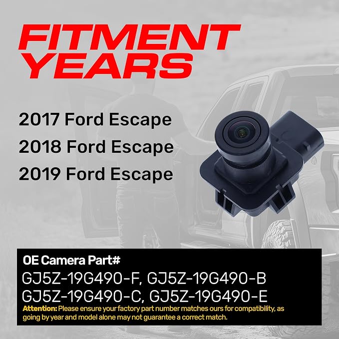 Master Tailgaters Replacement for Ford Escape (2017-2019) Backup Camera OE Part # GJ5Z-19G490-F, GJ5Z-19G490-B, GJ5Z-19G490-C, GJ5Z-19G490-E