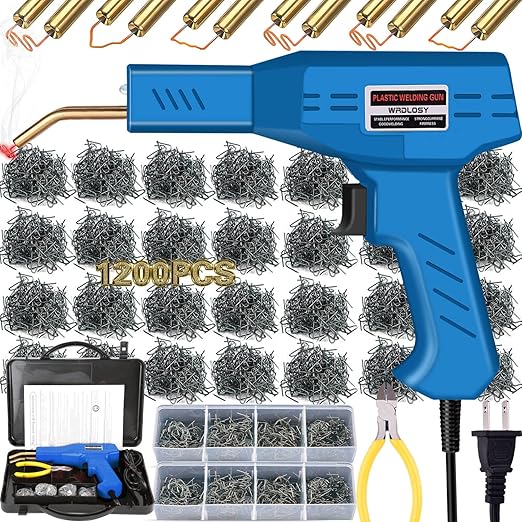 Plastic Welder, 1200PCS Staples, Plastic Welding Kit, Must Have for DIYers, Instant On/Off, Welder Kit, Bumper Repair, Portable Toolbox (Dard Blue)