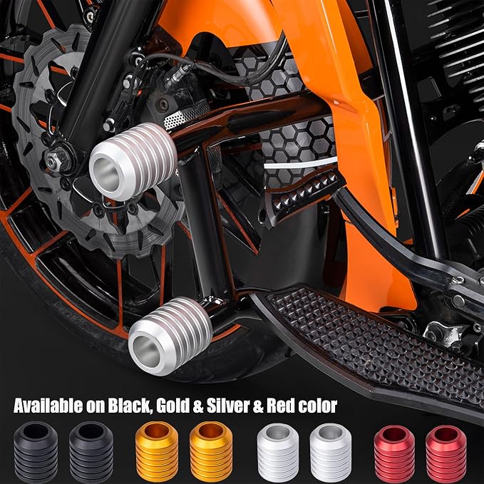 Advanblack Motorcycle Frame Sliders Machined CNC Alumium Crash Bar Slider Fit All Flat Out & Highway 1 1/4" Crash Bar Saddlebags Guards (Silver)