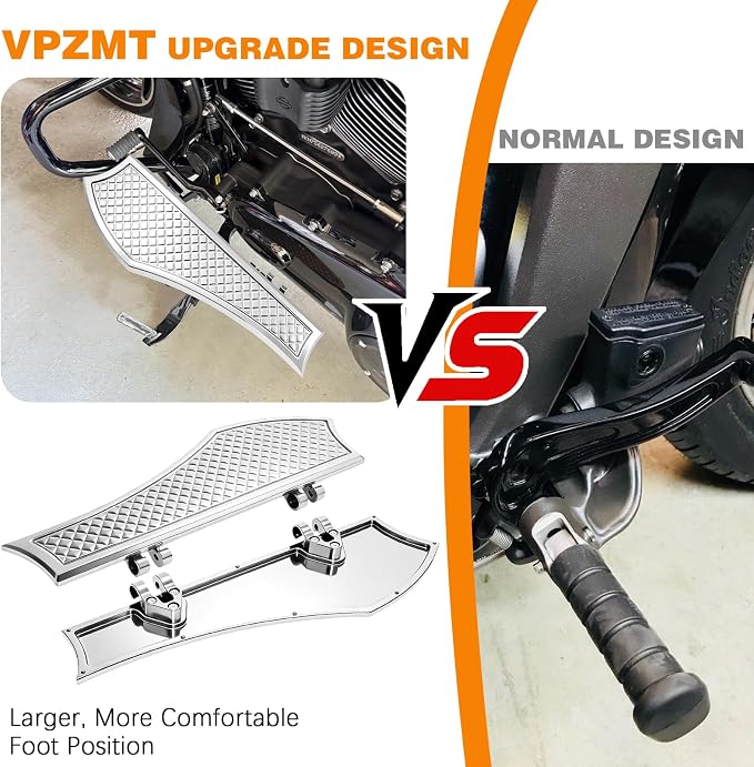Driver Anti-Slip Stretched Floorboards Foot Pegs for Harley Touring Road King,Road Glide,Street Glide,Electra Glide,Ultra 1986-2025 & Softail Fat Boy,Street Bob Fat Bob,Breakout 86-2017
