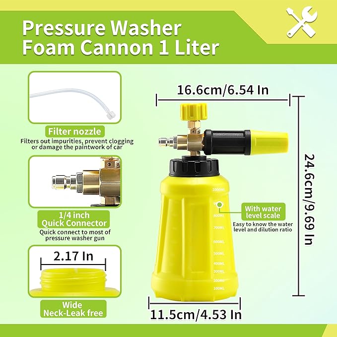 FIXFANS Pressure Washer Adapter Set, Foam Cannon with Replacement Adapter for Portland Husky and Ryobi Pressure Washer