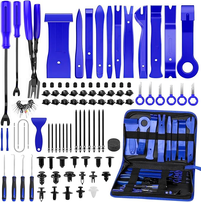 432Pcs Auto Trim Removal Tool Kit No Scratch Pry Tool for Car Door Panel Dashboard Removal, Include Clip Removal Tool, Panel Removal Tool, Car Radio Removal Tool, Blue