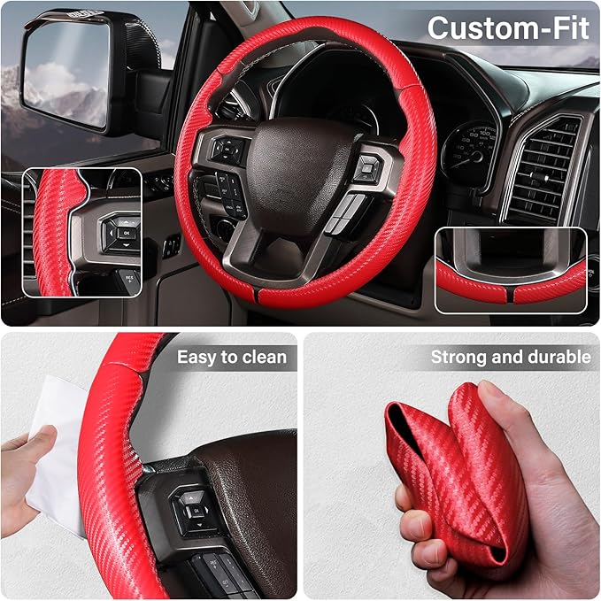 Steering Wheel Cover for Ford F150 2015-2020/F250 2017-2021/F350 2017-2021/F450 2017-2021/F550 2017-2021/Ford Expedition 2018-2021 Custom-fit Car Steering Wheel Cover for Ford Steering Wheel Protector
