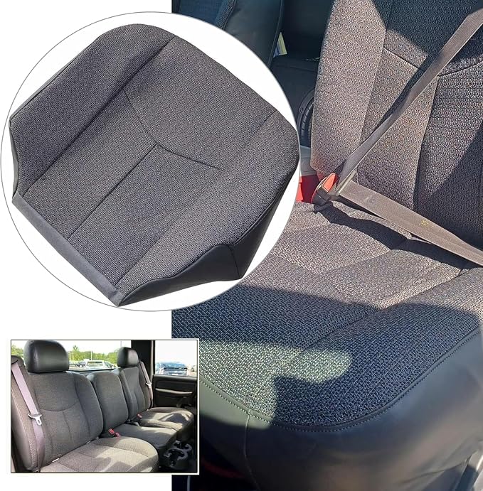 GXARTS Driver & Passenger Bottom & Top Lean Back Replacement Seat Covers Fit for Chevy Silverado GMC Sierra 1500 2500HD 3500HD 2003 2004 2005 2006 2007 Cloth Gray #69C