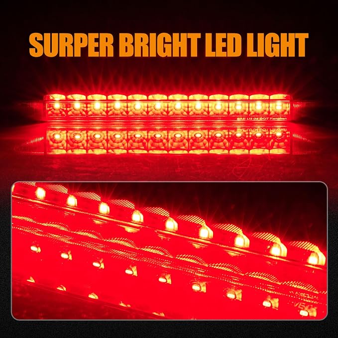 Third 3rd Brake Light LED for 2010-2024 Toyota 4Runner, High Mount Rear Brake Lights Assembly for 2014-2019 Toyota Highlander, Waterproof Center Cab Lamp Stop Light (Black)