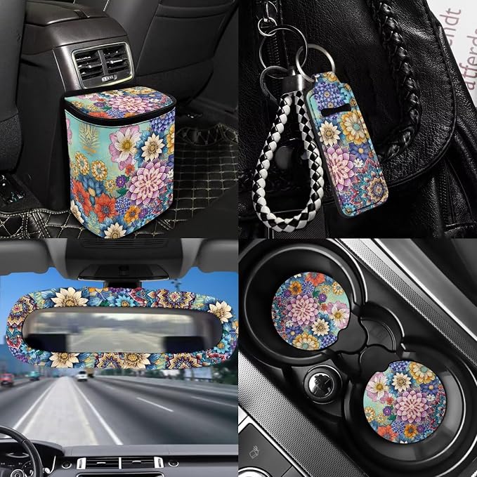 Multicolor Car Accessories Set: 12 Pack - Universal Fit Car Seat Cover Set - Polyester, Neoprene - Car, Van, SUV