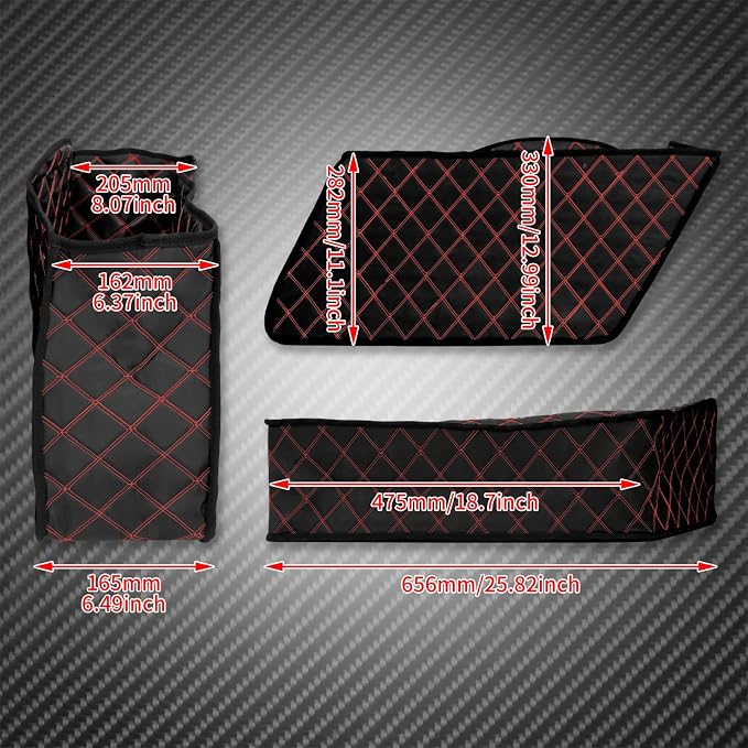 Motorcycle Drop-in Saddlebag Carpet Liners Fits for Harley Touring Models Road King Road Glide Road King Electra Street Ultra Glide Classic 1993-2013 (Red Thread)