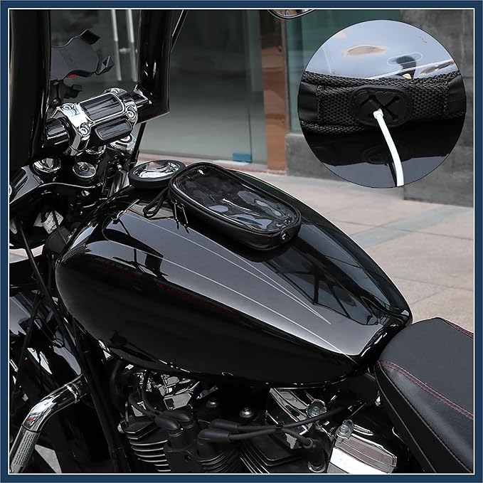 Universal 7'' Magnetic Tank Bag with Headphone Hole PU Leather Waterproof Motorbike Saddlebag for Motorcycle Stylish Design