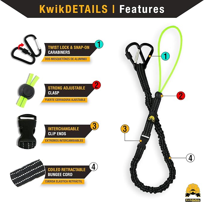 KwikSafety PINZA Lineman Pliers + Octopus Tool Lanyards (3pk) Bundle