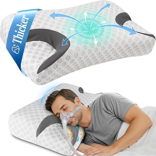 IKSTAR CPAP Pillow for Side Sleeper, Sleep Apnea Pillow for Sleeping, CPAP Nasal Pillows Suit for All CPAP Masks User, Cervical Memory Foam Neck Support Pillow Relief Neck Pain for Side Back Sleepers