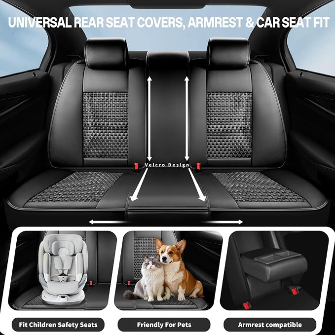 Fit Escape Ice Silk Cooling Car Seat Covers for Ford Escape 2010-2025 2026, Breathable Seat Protector, Anti-Slip & Scratch-Resistant，Sweatproof Auto Cushion Covers（5 Seats, Black）