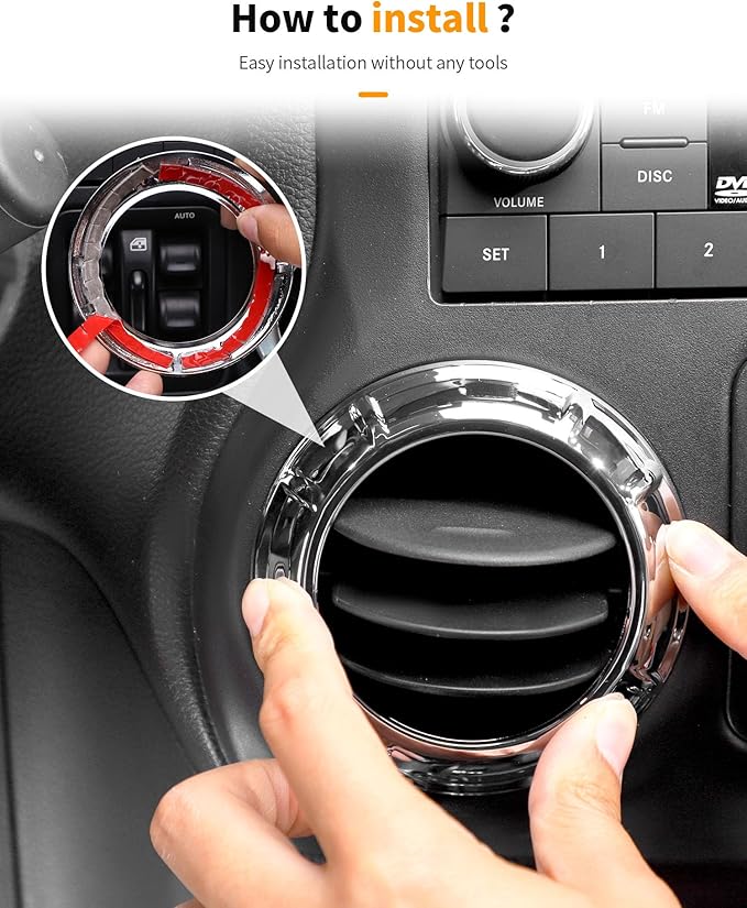 Hoolcar Steering Wheel Cover Gear Shift Panel Trim Cover Water Cup Holder Cover Kit Interior Accessories Kit Fit for Jeep Wrangler JK JKU 2011-2018, 4-Door, Chrome