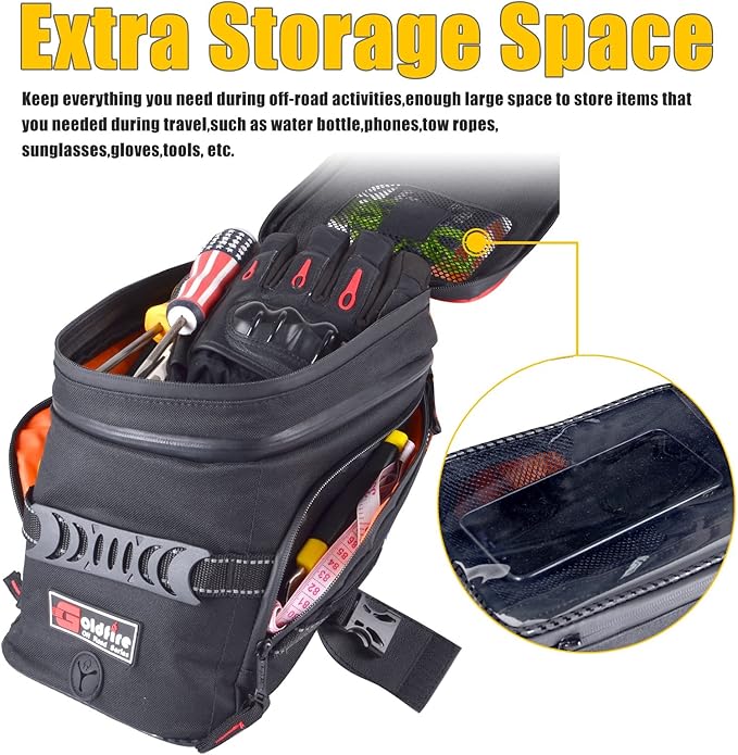 Motorcycle Tank Bag w/Strap Storage Bag Compatible with Honda Yamaha Suzuki Kawasaki Harley Water Resistant (Black)