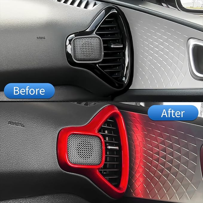 2PCS Dashboard Side Air Vent Trim Covers Compatible with Soul 2020-2025 Accessories (Red)
