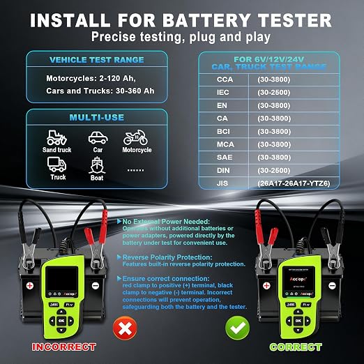 BT90 PRO 2-360Ah Battery Tester with Cloud Printing, 30-3800 CCA, 6V/12V/24V Digital Analyzer, SOH/SOC/Volt/Res/Cranking&Charging Test, Real‑Time Ambient Temp, AGM/EFB/Gel/Li