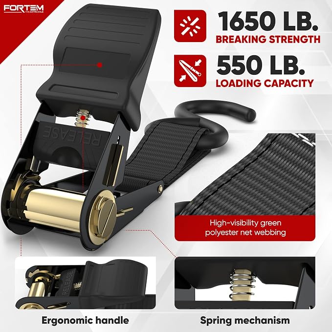 FORTEM Car Trunk Organizer (Grey, Standard) + Ratchet Straps