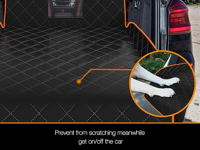 iBuddy SUV Cargo Liner for Dogs, Waterproof Dog Cargo Cover with Bumper Flap Protection Durable Toyota Rav4 Trunk Mat for Pets Keep Your Vehicle Trunk Clean Universal Fit SUV Car Seat Cover