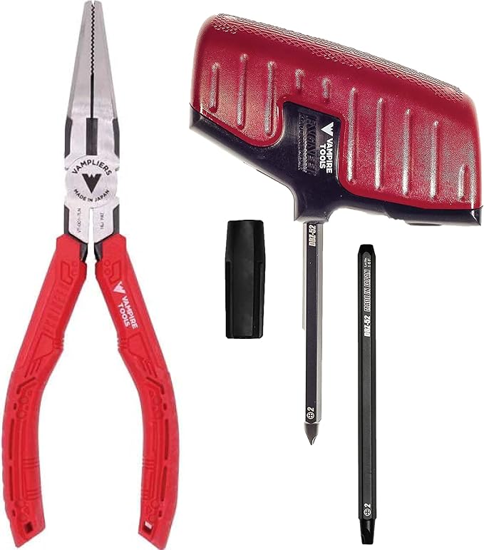 VamPLIERS 7.5" Long Nose Pliers (VT-001-7LN) + Recessed Screw Extractor (VT-RSE-60) Bundle (Made in Japan)