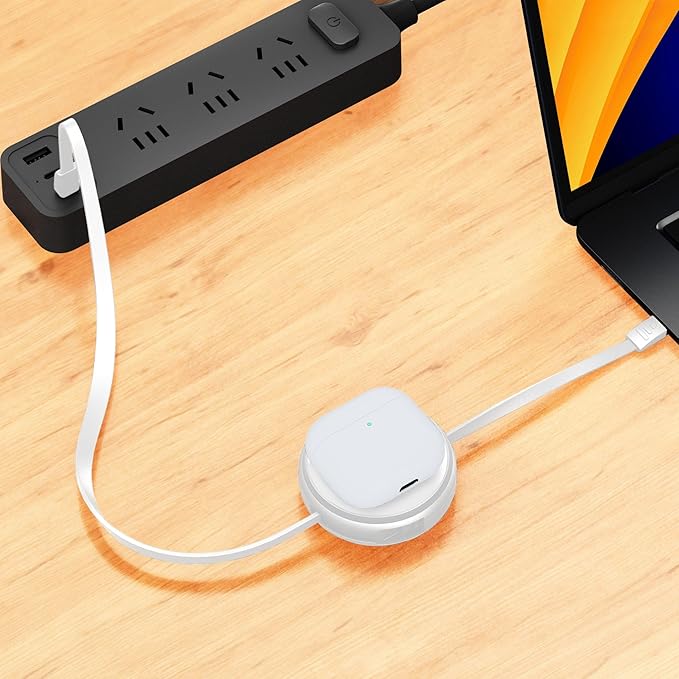 Function101 2-in-1 Retractable USB-C Magnetic Wireless Charging Cable 1.1m, 10 Lengths – Type C Charger Cord for Type C Devices, Compact Retractable Charger for Versatile Charging Solutions, White