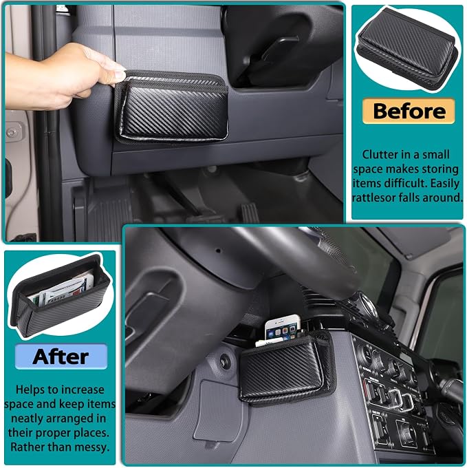 Car Seat Side Pocket Organizer Compatible with Ineos Grenadier 2020 -2025 Oxford cloth material Left Side Organizer Cell Phone Pouch Sunglasses Holder Storage Tray Accessories (Carbon Fiber Pattern)