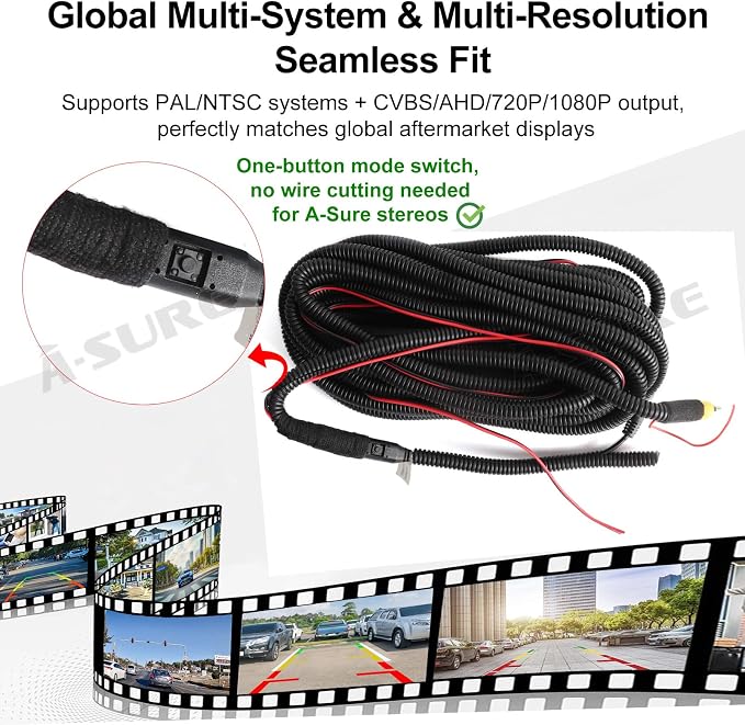 ASURE Tailgate Handle Rear View Camera for Nissan Titan 2013-2015 Truck Reverse Camera Pickup Backup Camera OEM Fit - 1080P HD Wide Angle Waterproof Night Vision Parking Assist Easy Install Hitch