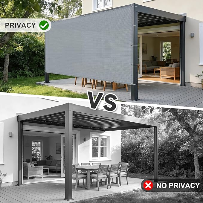 Cool Area Sun Shade Cloth with Grommets 10×14 FT Shade Panel Shade Tarp Screen Fabic for Outdoor Patio Pergola Cover Deck Garden, Silver Grey (Customized)