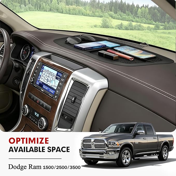 Autorder Dashboard Mat for 2011-2018 Dodge Ram 1500 2500 3500 Accessories Anti-Slip Mat Silicone Dash Mat for Ram Dash Liner Pad