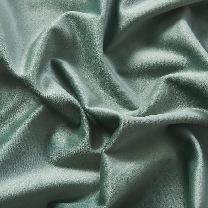Roslynwood Luxury Soft Sage Green Velvet Curtains 72 inches Long Back Tab Thermal Insulated Blackout Window Drapes for Living Room/Bedroom/Dining Room, W52 x L72, 2 Pcs