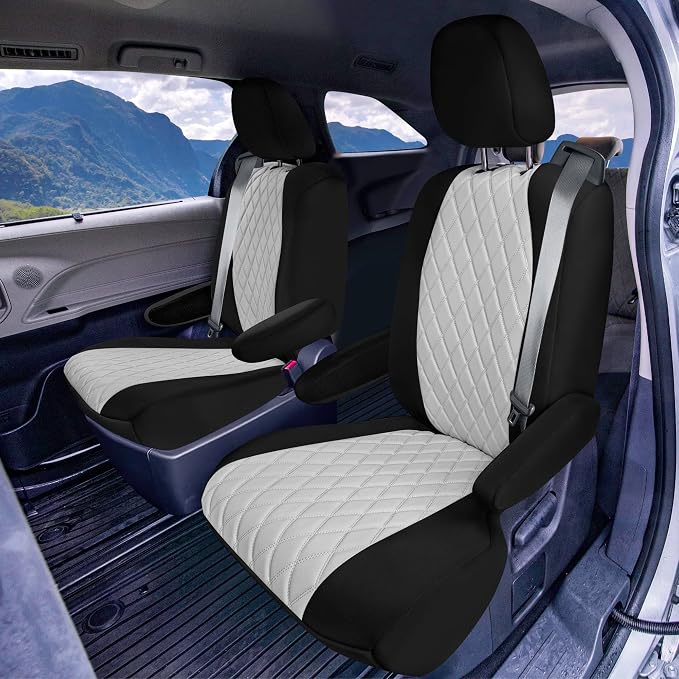 FH Group Custom Fit Car Seat Covers Specifically Made for Toyota Sienna 2021-2024, Gray Ultraflex Neoprene Full Set Automotive Seat Covers, 7 Seater SUV Seat Covers, Toyota Accessories