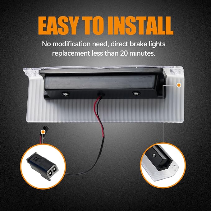 Third 3rd Brake Light LED for 2003-2017 Chevy Express, High Mount Rear Brake Lights Assembly for 03-17 GMC Savana, Waterproof Center Cab Lamp Stop Light