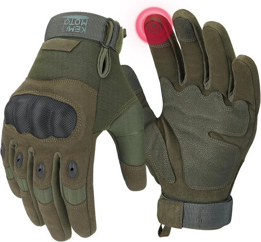KEMIMOTO Tactical Gloves for Men, Touchscreen Motorcycle Gloves with Hard Shell & Palm Padding for Sports Motorcycle Cycling Tactical Airsoft Paintball Hunting Hiking Camping Climbing