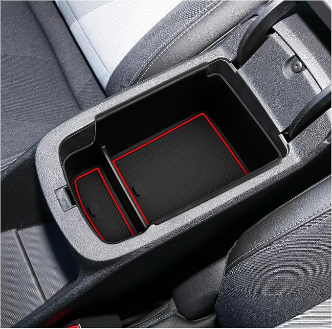 SXCY Fit for 2024 2025 Chevy Trax Center Console Organizer Tray 2024 2025 Chevy Trax Accessories(LS LT 1RS 2RS ACTIV) Armrest Storage Box Console Tray for 2024 2025 Trax Console Organizer Red Mats