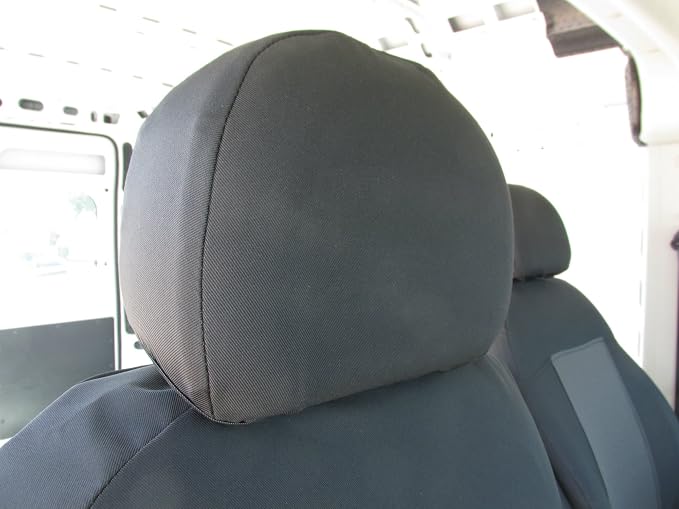 Durafit Seat Covers. D1338-C8. Made to fit 2013-2024 Promaster Van Exact Fit Front Bucket Seat Covers, Gray Waterproof Endura, Sold in Pairs Not for Rv Seats, armrest on Drivers only.