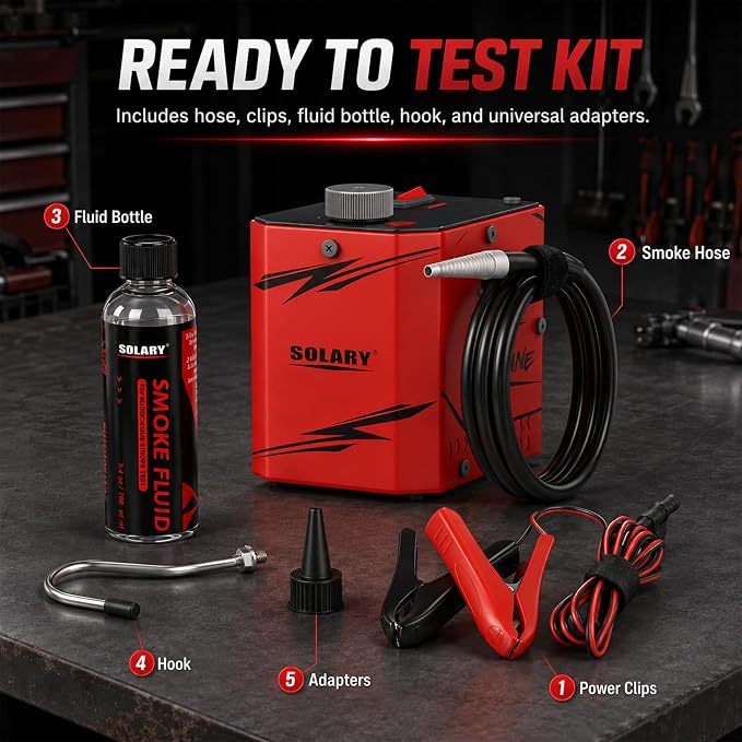 Solary Smoke Machine Automotive Vacuum:5 PSI Automotive Leak Detector, Fast Engine & Exhaust System Leak Detection for Used Car Buyers – Essential Pre-Purchase Car Inspection Tool