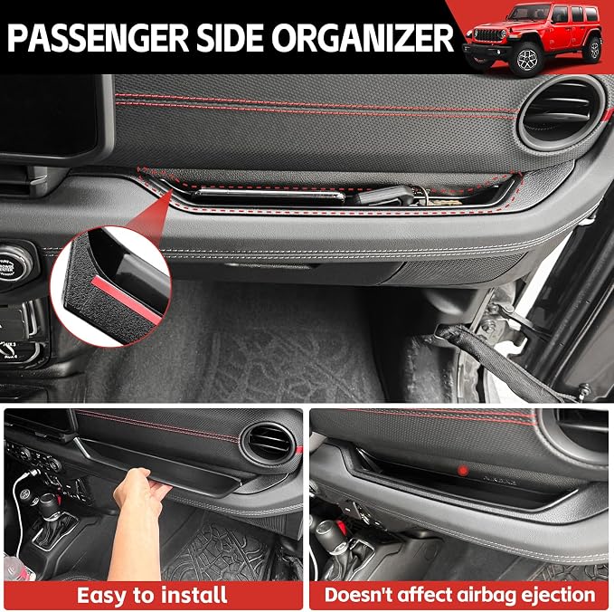 Center Console Organizer for 2024+ Jeep Wrangler JL JLU 4XE Gear Shift Console Side Tray Trunk Organizer Hanging Armrest Storage Box for Wrangler Accessories(24+ 5-piece, Not Gladiator)